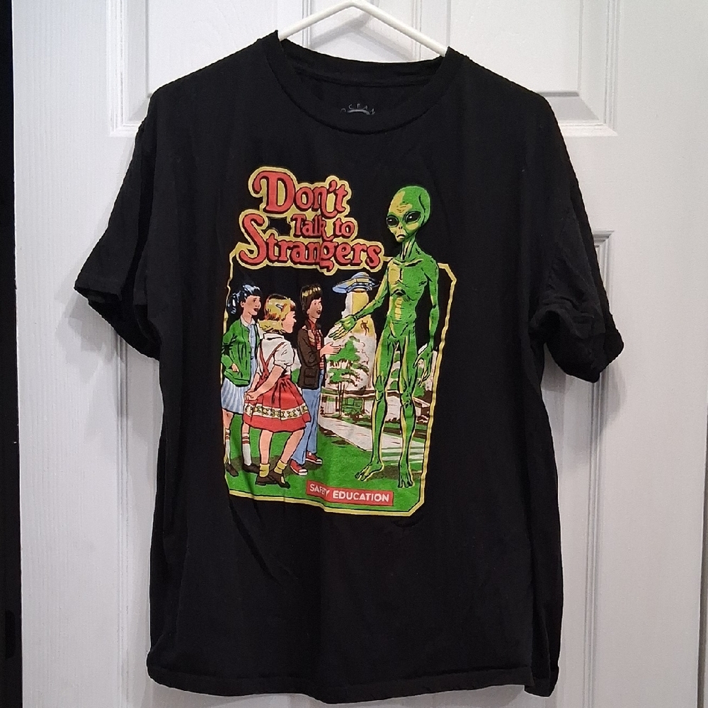 Ocean Current Black Alien Graphic Mens T-Shirt